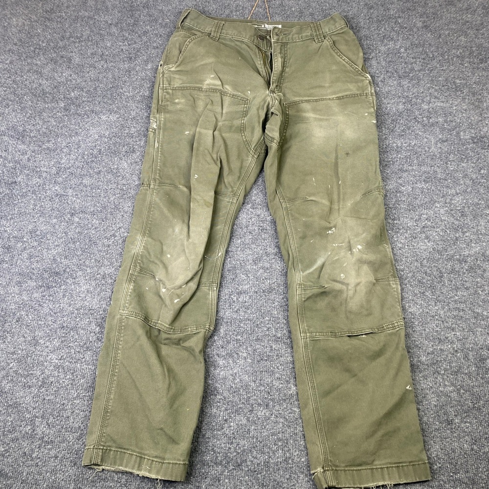 Carhartt Rugged Flex Relaxed Fit Double Knee Utility Work Pants Green 30x32